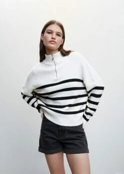 Pull-over Zippé Rayures -Promos Mango Boutique 47091279 99