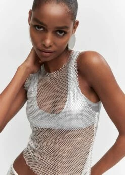Top Maille Filet Détail Cristal -Promos Mango Boutique 57001045 01 D1
