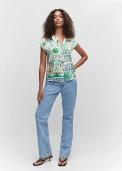Chemise Satinée Imprimée -Promos Mango Boutique 57001111 02 99999999 01