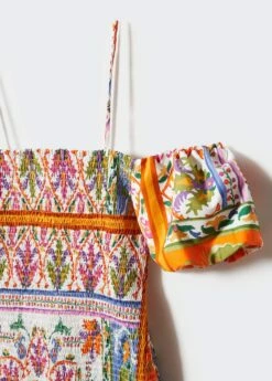 Robe Froncée Manches Bouffantes -Promos Mango Boutique 57001126 02 D8