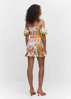 Robe Froncée Manches Bouffantes -Promos Mango Boutique 57001126 02 R