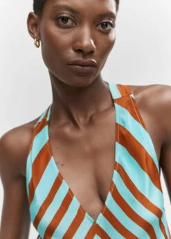 Robe Satinée Col V -Promos Mango Boutique 57002894 46 D1