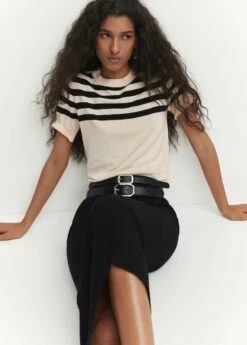 Pull-over Rayures Manches Courtes -Promos Mango Boutique 57003808 07 D2