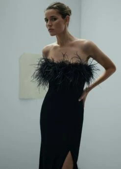 Robe Bustier Détail Plumes -Promos Mango Boutique 57005154 99