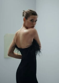 Robe Bustier Détail Plumes -Promos Mango Boutique 57005154 99 D6