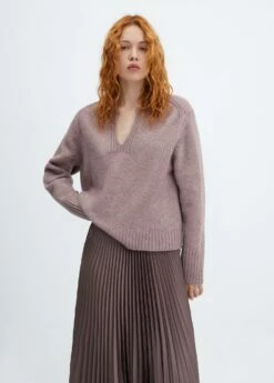 Pull-over Col Rond Fendu -Promos Mango Boutique 57005808 83