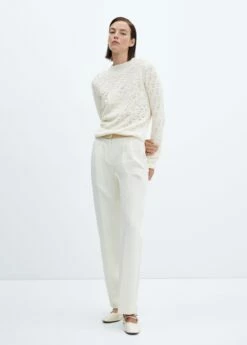 Pull-over Mélange Crochet Maille Ajourée -Promos Mango Boutique 57005826 02 99999999 01