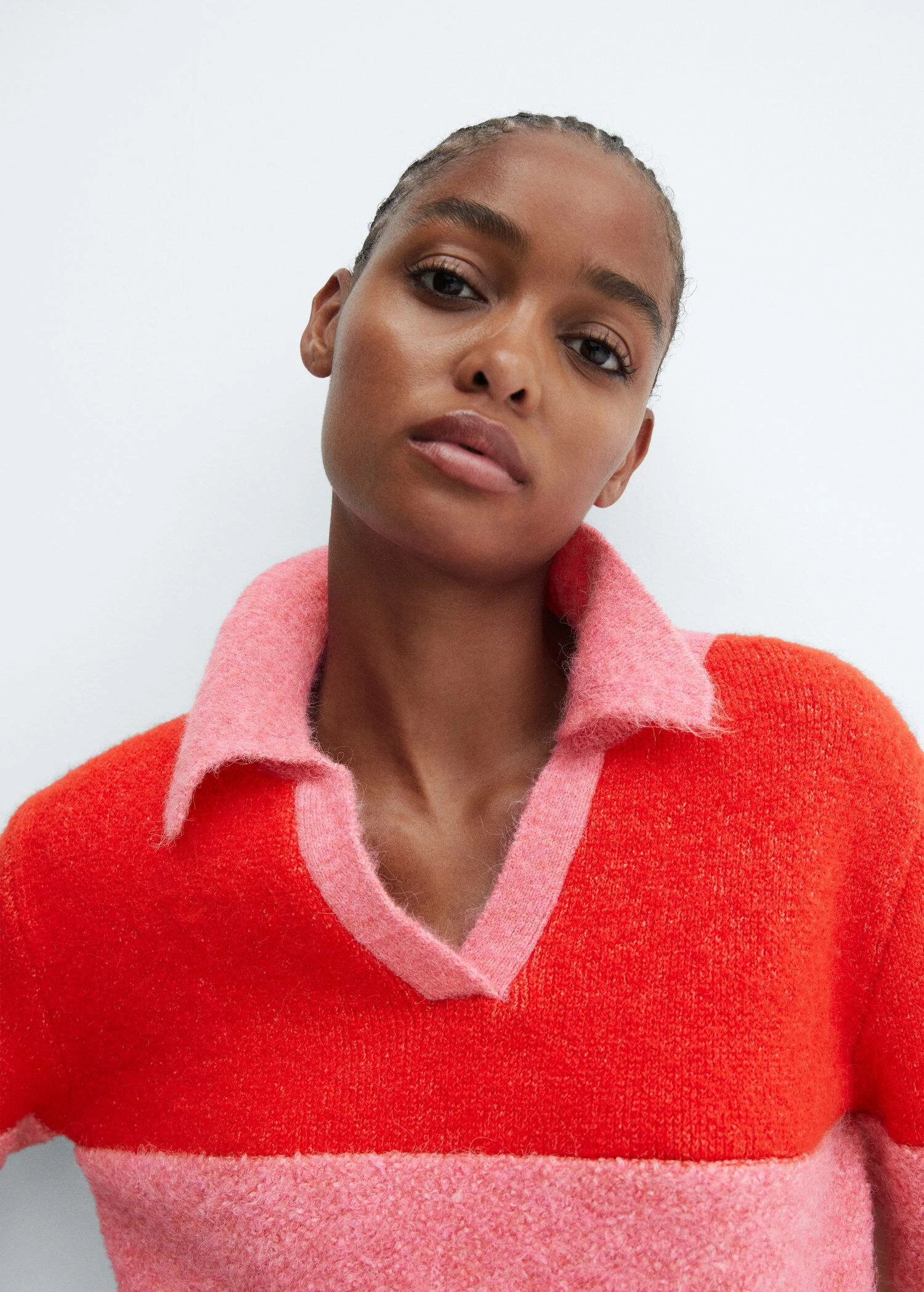 Pull-over Empiècement Contrastant Col Polo 6 Pull-over Empiècement Contrastant Col Polo – Image 4