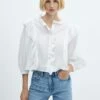 Blouse Volantée Dentelle -Promos Mango Boutique 57005992 01