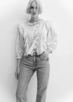 Blouse Volantée Dentelle -Promos Mango Boutique 57005992 01 D2