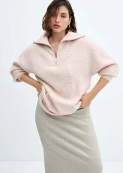Pull-over Maille Zippé -Promos Mango Boutique 57007732 81 D5