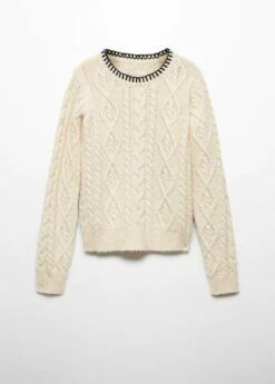 Pull-over Torsades Liserés Contrastés -Promos Mango Boutique 57007734 08 B