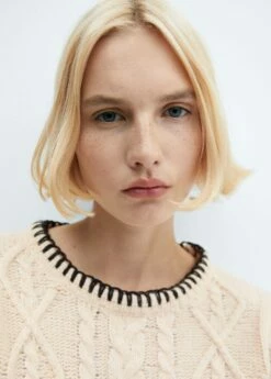 Pull-over Torsades Liserés Contrastés -Promos Mango Boutique 57007734 08 D1