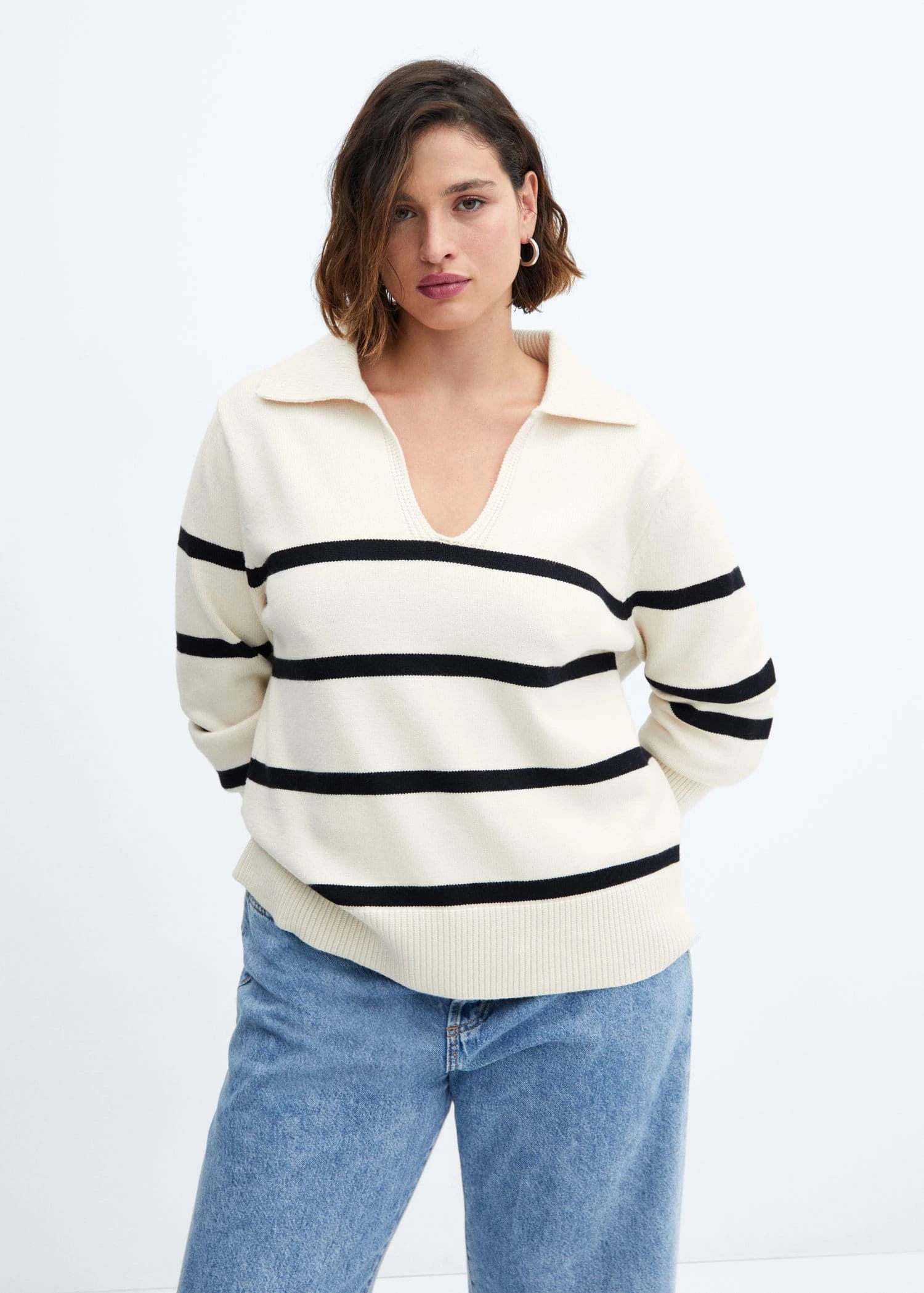 Pull-over Rayures Col Polo 10 Pull-over Rayures Col Polo – Image 8