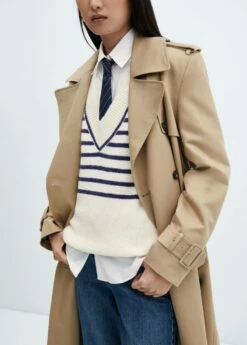 Pull-over Rayé Col En V -Promos Mango Boutique 57007756 56 D6