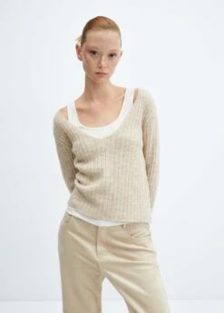 Pull-over Côtelé Col En V 29 Pull-over Côtelé Col En V -Promos Mango Boutique 57007771 03