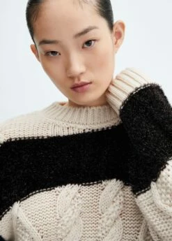 Pull-over Rayures Maille Tressée -Promos Mango Boutique 57007772 02 D1