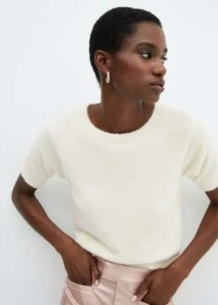 Pull-over Fausse Fourrure Manches Courtes -Promos Mango Boutique 57009095 05 D2