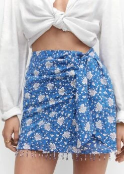 Minijupe Imprimée Perles -Promos Mango Boutique 57010081 52 D1