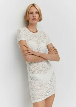 Robe Courte Guipure -Promos Mango Boutique 57010316 02 D2