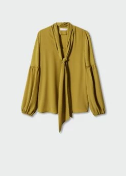 Blouse Lavallière Manches Bouffantes -Promos Mango Boutique 57010726 36 B