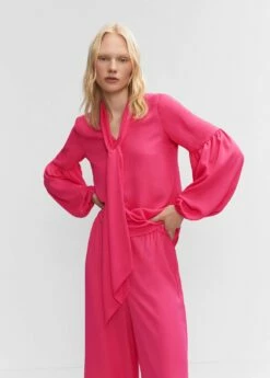 Blouse Lavallière Manches Bouffantes -Promos Mango Boutique 57010726 88