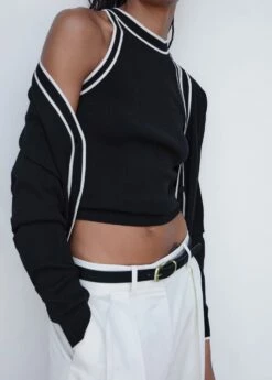 Top Maille Détails Contrastants -Promos Mango Boutique 57013783 99 D6