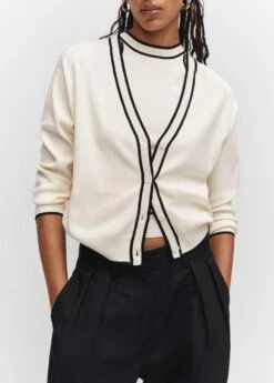 Cardigan Maille Détail Contrastant -Promos Mango Boutique 57013784 05 D6