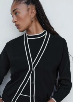 Cardigan Maille Détail Contrastant -Promos Mango Boutique 57013784 99 D1