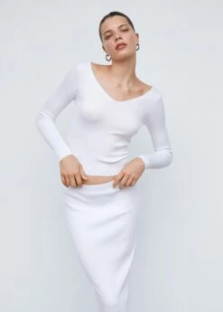 Pull-over Maille Côtelée Dos Plongeant -Promos Mango Boutique 57013809 05