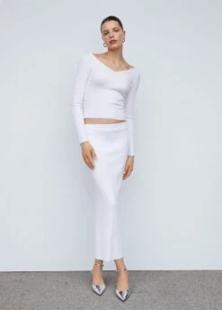 Pull-over Maille Côtelée Dos Plongeant -Promos Mango Boutique 57013809 05 99999999 01