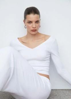 Pull-over Maille Côtelée Dos Plongeant -Promos Mango Boutique 57013809 05 D2