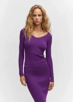 Pull-over Maille Côtelée Dos Plongeant