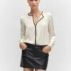 Chemisier Satiné Liserés Contrastants -Promos Mango Boutique 57013813 05