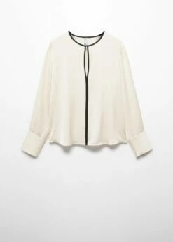 Chemisier Satiné Liserés Contrastants -Promos Mango Boutique 57013813 05 B