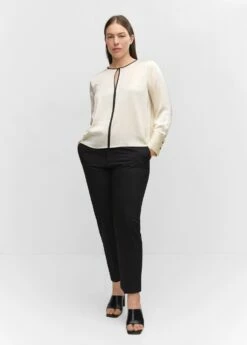 Chemisier Satiné Liserés Contrastants -Promos Mango Boutique 57013813 05 D3