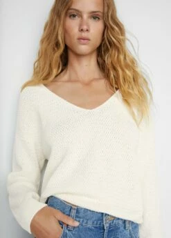 Pull-over Coton Col V -Promos Mango Boutique 57013822 02 D1