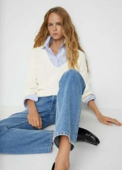 Pull-over Coton Col V -Promos Mango Boutique 57013822 02 D2