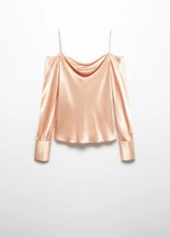 Blouse Satin Col Bénitier -Promos Mango Boutique 57013823 05 B