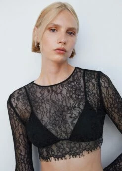 Blouse Crop Dentelle -Promos Mango Boutique 57013824 99 D1