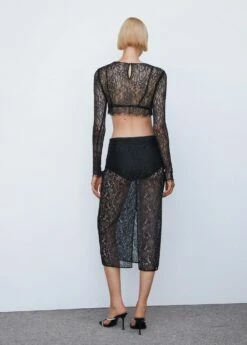 Blouse Crop Dentelle -Promos Mango Boutique 57013824 99 R