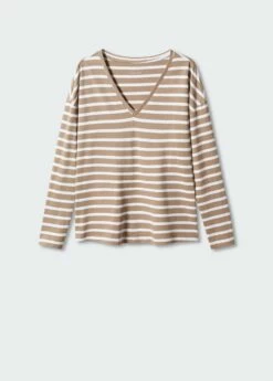 T-shirt Coton Col En V -Promos Mango Boutique 57014404 06 B