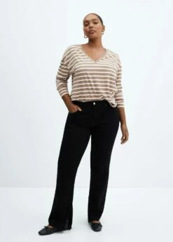 T-shirt Coton Col En V -Promos Mango Boutique 57014404 06 D3