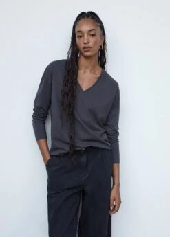 T-shirt Coton Col En V -Promos Mango Boutique 57014404 96