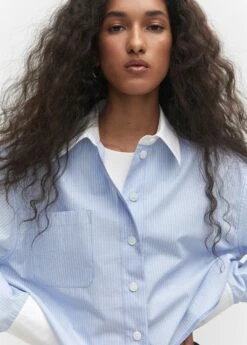 Chemise Crop Rayures -Promos Mango Boutique 57014776 50 D1