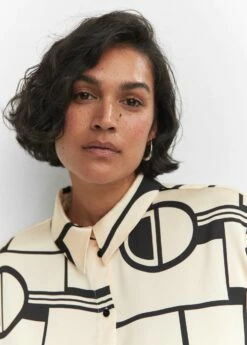 Chemise à Imprimé Géométrique -Promos Mango Boutique 57015792 99 D4