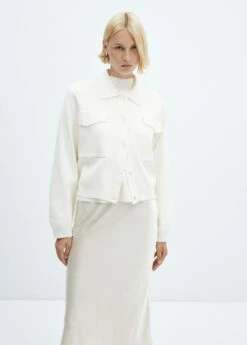 Cardigan Col Chemise Poches