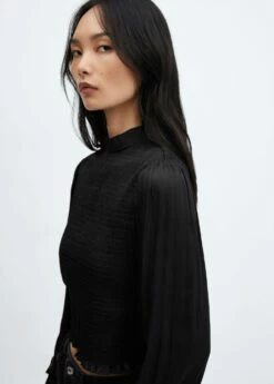 Blouse Froncée Satinée -Promos Mango Boutique 57017115 99 D1