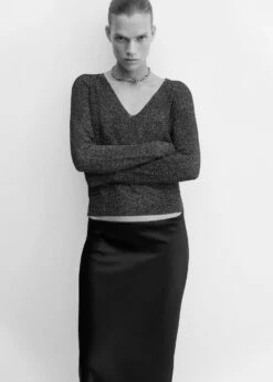 Pull-over Lurex Col V -Promos Mango Boutique 57017727 99 D2