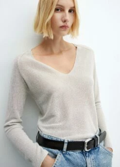 Pull-over Lurex Col V -Promos Mango Boutique 57017727 PL D1